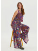 Boat Neck Backless Purple Authentic Jumpsuit 4535